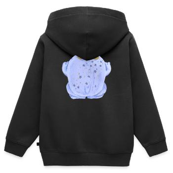 Crapaud grenouille au pastel - Sweat Premium à capuche zippé enfant bio - noir - Dos - AI Model Kid Male (0cm)