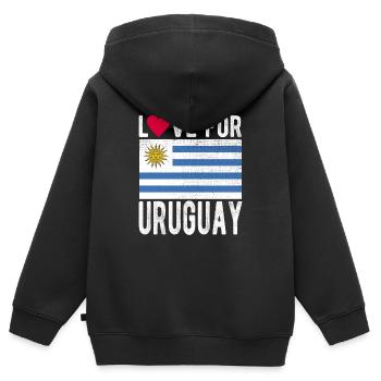 Drapeau de l’Uruguay - Sweat Premium à capuche zippé enfant bio - noir - Dos - AI Model Kid Male (0cm)