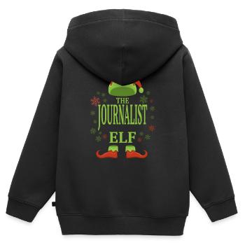Journalist Weihnachtself - Kinder Premium Organic Zip Hoodie - Schwarz - Hinten - AI Model Kid Male (0cm)