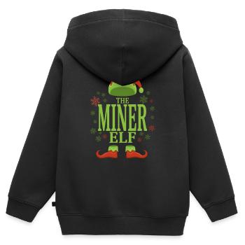 Mineurs Elfe de Noël - Sweat Premium à capuche zippé enfant bio - noir - Dos - AI Model Kid Male (0cm)