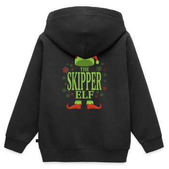 Skipper Elfe de Noël - Sweat Premium à capuche zippé enfant bio - noir - Dos - AI Model Kid Male (0cm)