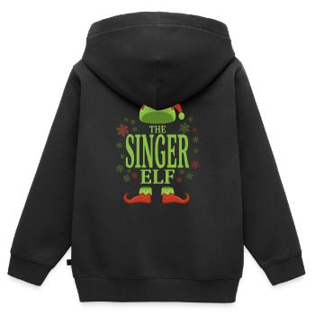 Sänger Weihnachtself - Kinder Premium Organic Zip Hoodie - Schwarz - Hinten - AI Model Kid Male (0cm)