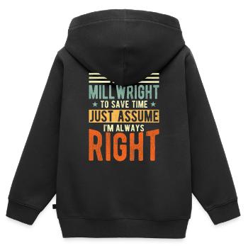 Chantier - Sweat Premium à capuche zippé enfant bio - noir - Dos - AI Model Kid Male (0cm)