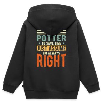 Töpfer - Kinder Premium Organic Zip Hoodie - Schwarz - Hinten - AI Model Kid Male (0cm)