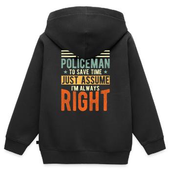Polizist - Kinder Premium Organic Zip Hoodie - Schwarz - Hinten - AI Model Kid Male (0cm)