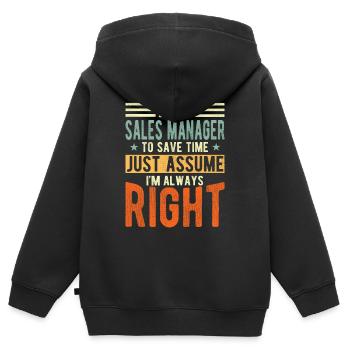 Directeur des ventes - Sweat Premium à capuche zippé enfant bio - noir - Dos - AI Model Kid Male (0cm)