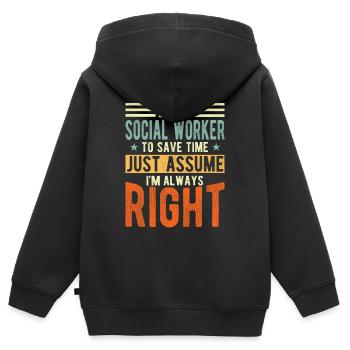 Sozialarbeiter - Kinder Premium Organic Zip Hoodie - Schwarz - Hinten - AI Model Kid Male (0cm)