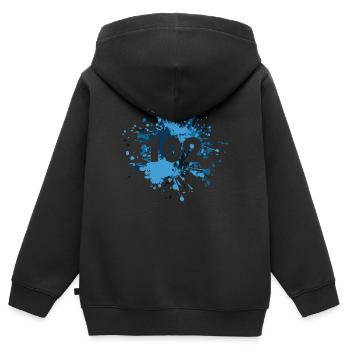 Statut Humeur Repos 102 Traitement Éclaboussure de couleur - Sweat Premium à capuche zippé enfant bio - noir - Dos - AI Model Kid Male (0cm)