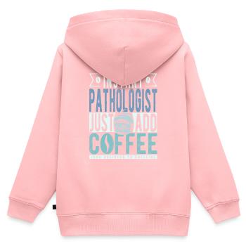 Pathologe Kaffee Spruch - Kinder Premium Organic Zip Hoodie - Rosa - Hinten - AI Model Kid Female (0cm)
