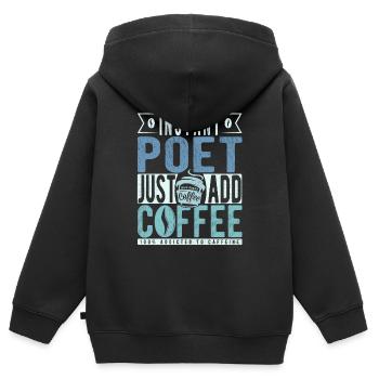 Dichter Kaffee Spruch - Kinder Premium Organic Zip Hoodie - Schwarz - Hinten - AI Model Kid Male (0cm)