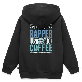 Rapper Kaffee Spruch - Kinder Premium Organic Zip Hoodie - Schwarz - Hinten - AI Model Kid Male (0cm)