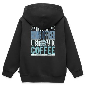 Café de l’officier d’équitation Dicton - Sweat Premium à capuche zippé enfant bio - noir - Dos - AI Model Kid Male (0cm)
