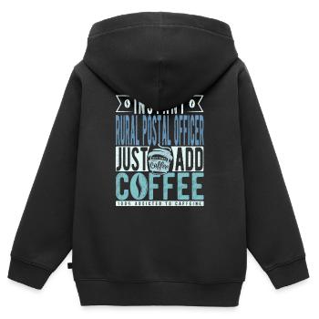 Café de l’agent postal rural disant - Sweat Premium à capuche zippé enfant bio - noir - Dos - AI Model Kid Male (0cm)