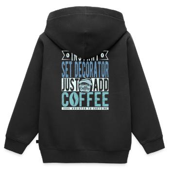 Set Dekorateur Kaffee Spruch - Kinder Premium Organic Zip Hoodie - Schwarz - Hinten - AI Model Kid Male (0cm)