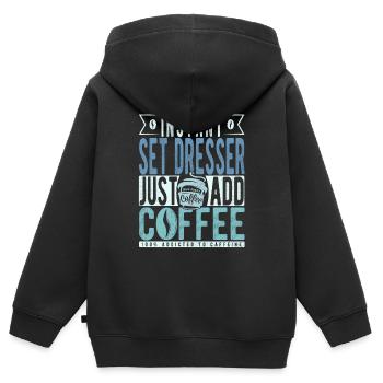 Set Dresser Kaffee Spruch - Kinder Premium Organic Zip Hoodie - Schwarz - Hinten - AI Model Kid Male (0cm)