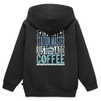 Dicton café du chef de gare - Sweat Premium à capuche zippé enfant bio - noir - Dos - AI Model Kid Male (0cm)