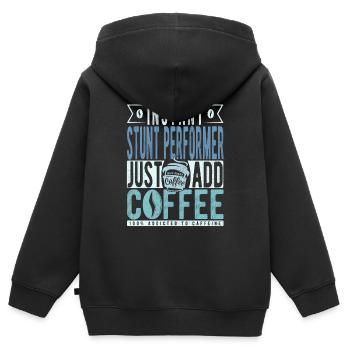 Stuntman Kaffee Spruch - Kinder Premium Organic Zip Hoodie - Schwarz - Hinten - AI Model Kid Male (0cm)
