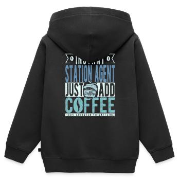 Café de l’agent de la gare - Sweat Premium à capuche zippé enfant bio - noir - Dos - AI Model Kid Male (0cm)