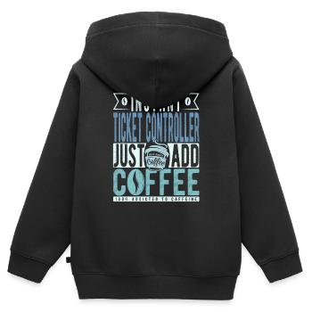 Contrôleur de billets Café Dicton - Sweat Premium à capuche zippé enfant bio - noir - Dos - AI Model Kid Male (0cm)