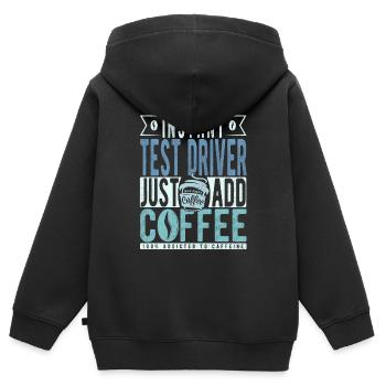 Dicton café du pilote d’essai - Sweat Premium à capuche zippé enfant bio - noir - Dos - AI Model Kid Male (0cm)