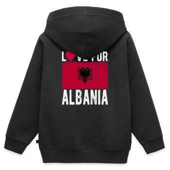 Souvenir Albanie - Sweat Premium à capuche zippé enfant bio - noir - Dos - AI Model Kid Male (0cm)