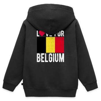 Belgique Souvenir - Sweat Premium à capuche zippé enfant bio - noir - Dos - AI Model Kid Male (0cm)