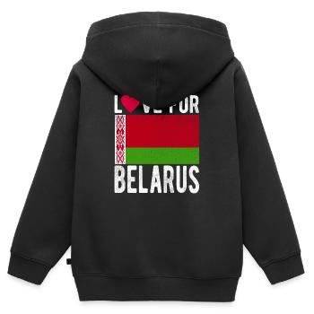 Souvenir Biélorussie - Sweat Premium à capuche zippé enfant bio - noir - Dos - AI Model Kid Male (0cm)