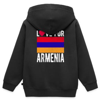 Arménie Souvenir - Sweat Premium à capuche zippé enfant bio - noir - Dos - AI Model Kid Male (0cm)