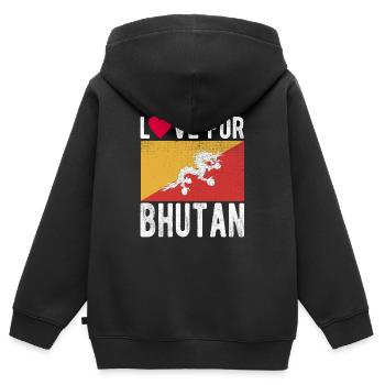Souvenir du Bhoutan - Sweat Premium à capuche zippé enfant bio - noir - Dos - AI Model Kid Male (0cm)