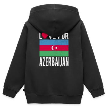 Azerbaïdjan Souvenir - Sweat Premium à capuche zippé enfant bio - noir - Dos - AI Model Kid Male (0cm)