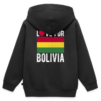 Souvenir Bolivie - Sweat Premium à capuche zippé enfant bio - noir - Dos - AI Model Kid Male (0cm)