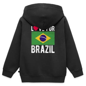 Brésil Souvenir - Sweat Premium à capuche zippé enfant bio - noir - Dos - AI Model Kid Male (0cm)