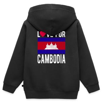 Cambodge Souvenir - Sweat Premium à capuche zippé enfant bio - noir - Dos - AI Model Kid Male (0cm)