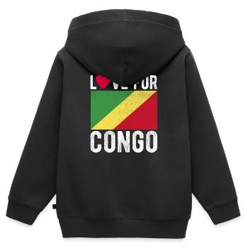 Congo Souvenir - Sweat Premium à capuche zippé enfant bio - noir - Dos - AI Model Kid Male (0cm)