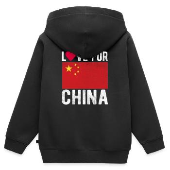 Souvenir de Chine - Sweat Premium à capuche zippé enfant bio - noir - Dos - AI Model Kid Male (0cm)