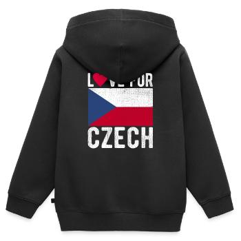 Souvenir tchèque - Sweat Premium à capuche zippé enfant bio - noir - Dos - AI Model Kid Male (0cm)