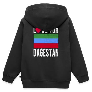 Souvenir du Daghestan - Sweat Premium à capuche zippé enfant bio - noir - Dos - AI Model Kid Male (0cm)