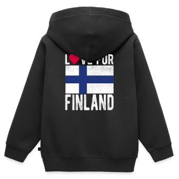 Finlande Souvenir - Sweat Premium à capuche zippé enfant bio - noir - Dos - AI Model Kid Male (0cm)