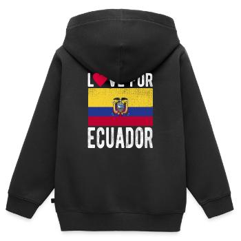 Souvenir de l’Équateur - Sweat Premium à capuche zippé enfant bio - noir - Dos - AI Model Kid Male (0cm)