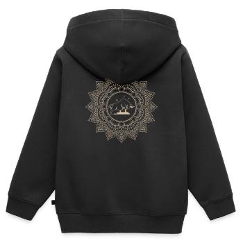 Stier Tierkreiszeichen Mandala - Kinder Premium Organic Zip Hoodie - Schwarz - Hinten - AI Model Kid Male (0cm)