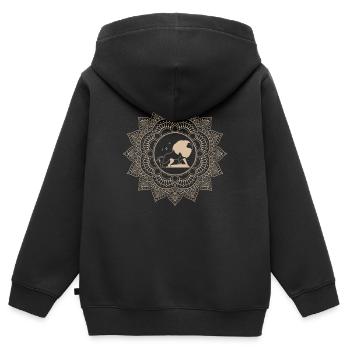 Löwe Tierkreiszeichen Mandala - Kinder Premium Organic Zip Hoodie - Schwarz - Hinten - AI Model Kid Male (0cm)