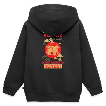 Ochse Chinesisches Tierkreiszeichen - Kinder Premium Organic Zip Hoodie - Schwarz - Hinten - AI Model Kid Male (0cm)
