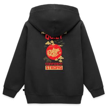 Hase Chinesisches Tierkreiszeichen - Kinder Premium Organic Zip Hoodie - Schwarz - Hinten - AI Model Kid Male (0cm)