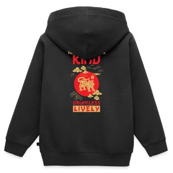 Tiger Chinesisches Tierkreiszeichen - Kinder Premium Organic Zip Hoodie - Schwarz - Hinten - AI Model Kid Male (0cm)