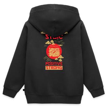 Drache Chinesisches Tierkreiszeichen - Kinder Premium Organic Zip Hoodie - Schwarz - Hinten - AI Model Kid Male (0cm)