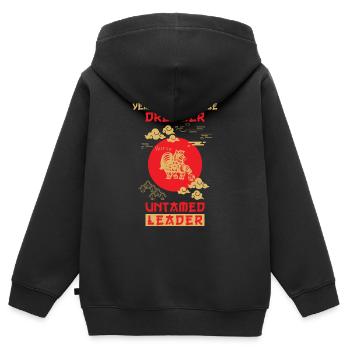 Pferd Chinesisches Tierkreiszeichen - Kinder Premium Organic Zip Hoodie - Schwarz - Hinten - AI Model Kid Male (0cm)