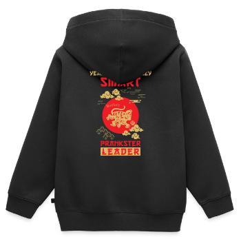 Affe Chinesisches Tierkreiszeichen - Kinder Premium Organic Zip Hoodie - Schwarz - Hinten - AI Model Kid Male (0cm)