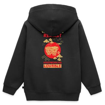 Schwein Chinesisches Tierkreiszeichen - Kinder Premium Organic Zip Hoodie - Schwarz - Hinten - AI Model Kid Male (0cm)