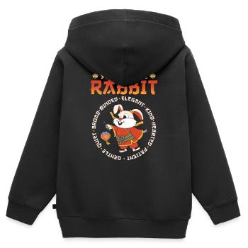 Ratte Chinesisches Sternzeichen - Kinder Premium Organic Zip Hoodie - Schwarz - Hinten - AI Model Kid Male (0cm)