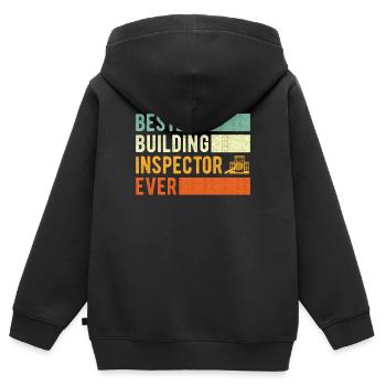 Cadeau de l’inspecteur en bâtiment - Sweat Premium à capuche zippé enfant bio - noir - Dos - AI Model Kid Male (0cm)